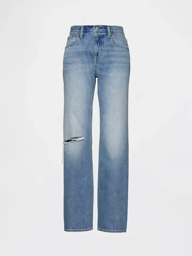 Mid Rise Rigid Relaxed Straight Jeans