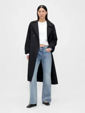 Mid Rise stive, avslappede flare-Jeans