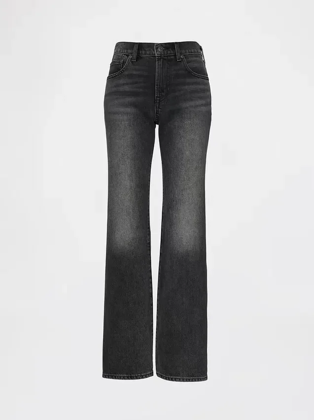 Mid Rise stive, avslappede flare-Jeans