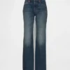 Mid Rise stive, avslappede flare-Jeans