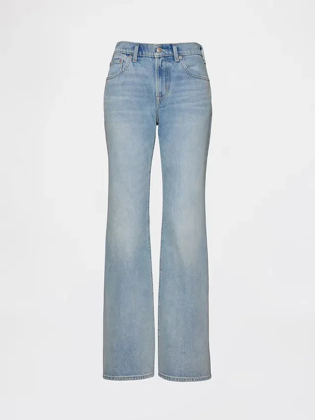 Mid Rise stive, avslappede flare-Jeans