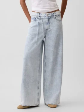 Mid Rise Ultrasoft Baggy Micro Belt-Jeans