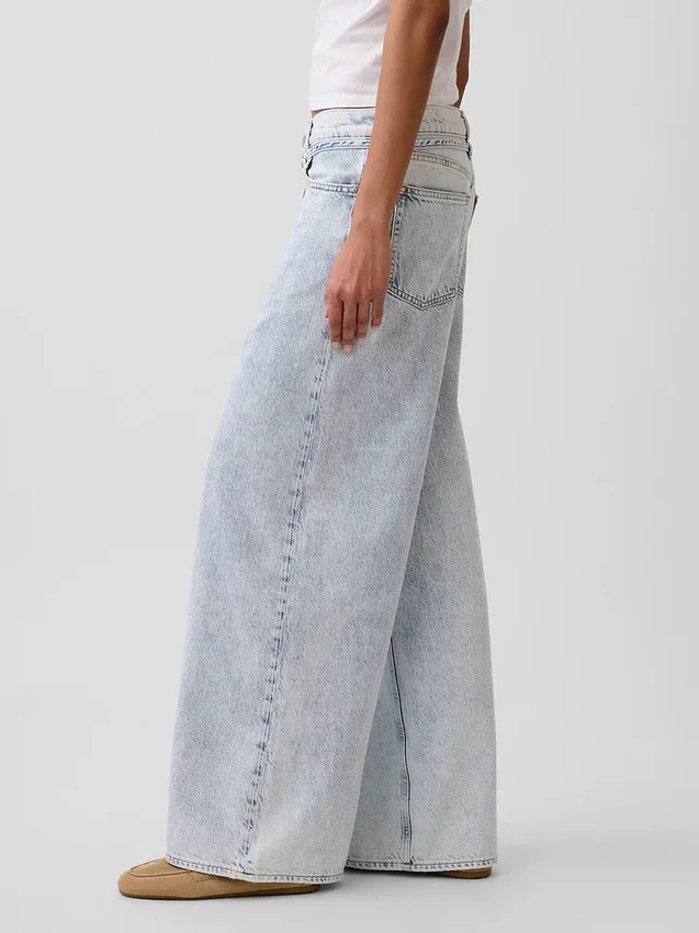 Mid Rise Ultrasoft Baggy Micro Belt-Jeans