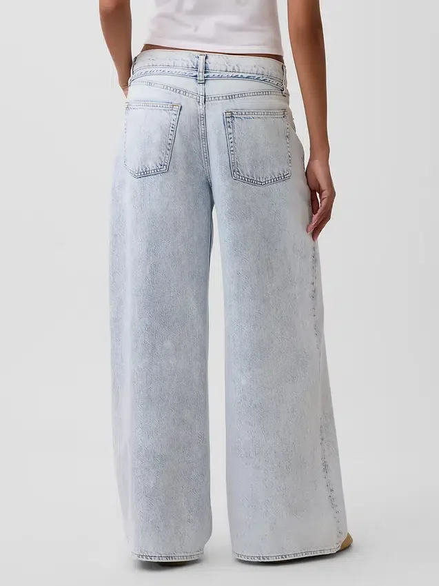 Mid Rise Ultrasoft Baggy Micro Belt-Jeans