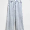 Mid Rise Ultrasoft Baggy Micro Belt-Jeans