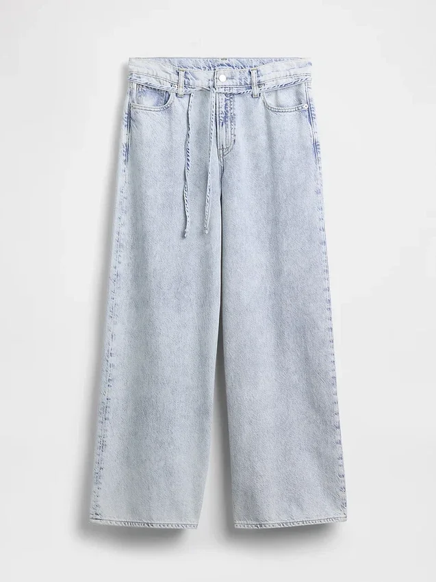 Mid Rise Ultrasoft Baggy Micro Belt-Jeans
