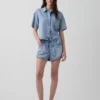 Mid Rise Ultrasoft Denim Easy Dolphin-Shorts
