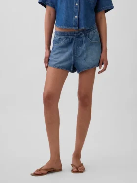 Mid Rise Ultrasoft Denim Easy Dolphin-Shorts
