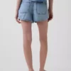 Mid Rise Ultrasoft Denim Easy Dolphin-Shorts