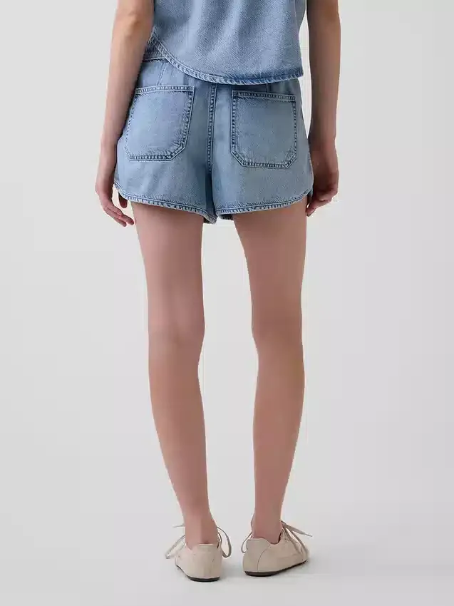 Mid Rise Ultrasoft Denim Easy Dolphin-Shorts