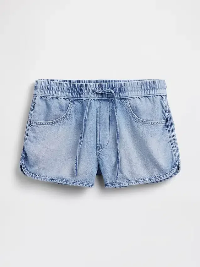 Mid Rise Ultrasoft Denim Easy Dolphin-Shorts