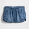 Mid Rise Ultrasoft Denim Easy Dolphin-Shorts