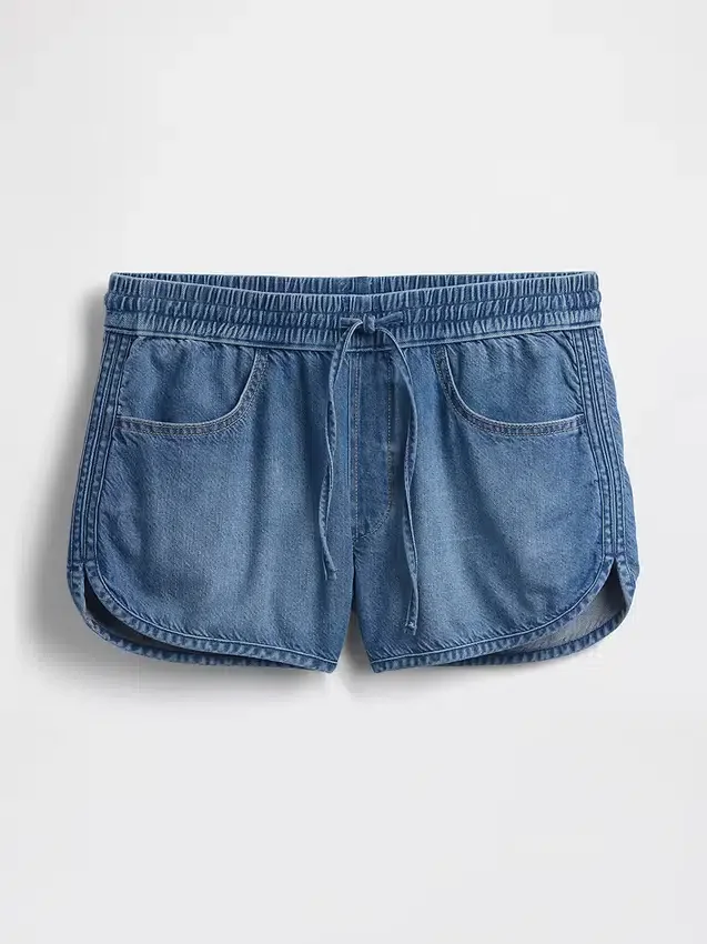 Mid Rise Ultrasoft Denim Easy Dolphin-Shorts