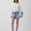 Mid Rise Ultrasoft Denim Easy Dolphin-Shorts