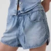 Mid Rise Ultrasoft Denim Easy Dolphin-Shorts