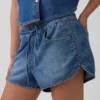 Mid Rise Ultrasoft Denim Easy Dolphin-Shorts