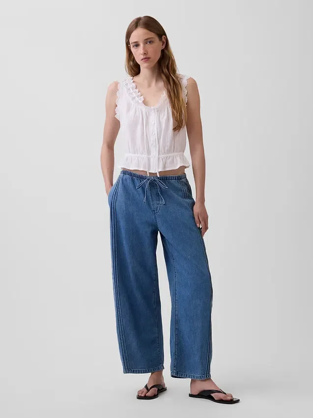 Mid Rise Ultrasoft Easy Barrel-Jeans