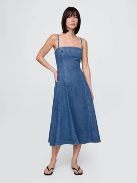 Midi-kjole i denim