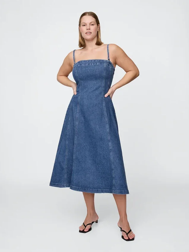 Midi-kjole i denim