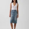 Midi-pencilskjørt i denim med høy midje