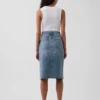Midi-pencilskjørt i denim med høy midje