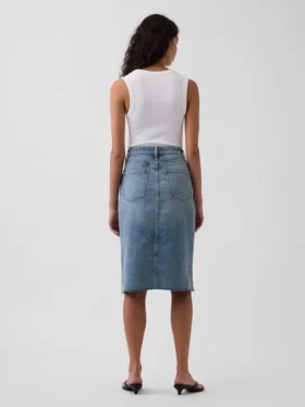 Midi-pencilskjørt i denim med høy midje