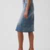 Midi-pencilskjørt i denim med høy midje