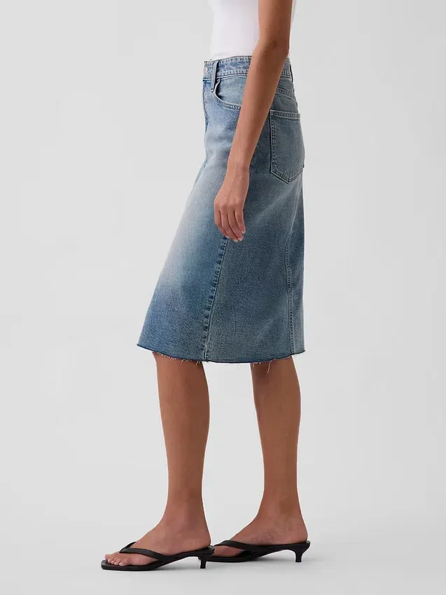 Midi-pencilskjørt i denim med høy midje