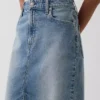 Midi-pencilskjørt i denim med høy midje