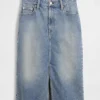 Midi-pencilskjørt i denim med høy midje