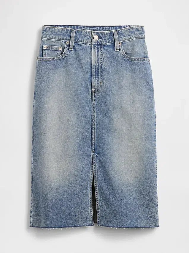 Midi-pencilskjørt i denim med høy midje