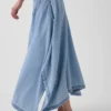 Midi-skjørt i denim med håndklekant