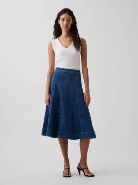 Midi-skjørt i denim med tulipanform