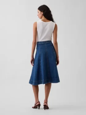 Midi-skjørt i denim med tulipanform