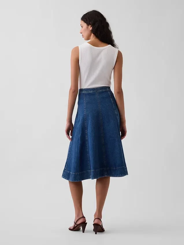 Midi-skjørt i denim med tulipanform
