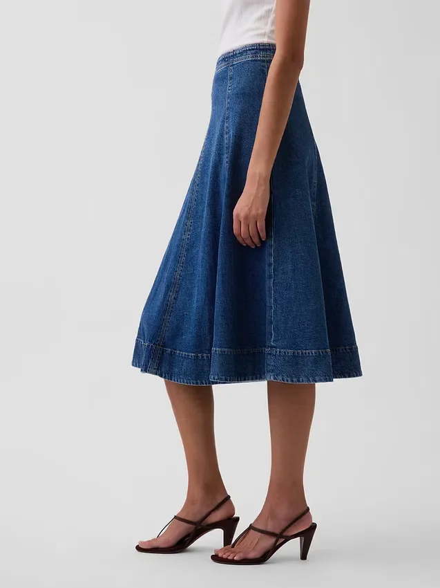 Midi-skjørt i denim med tulipanform