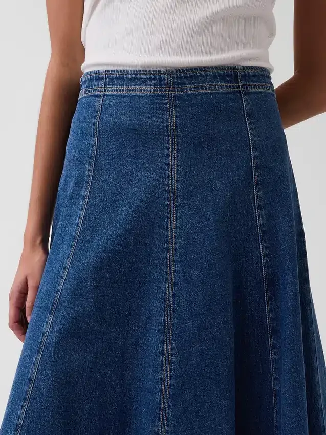 Midi-skjørt i denim med tulipanform