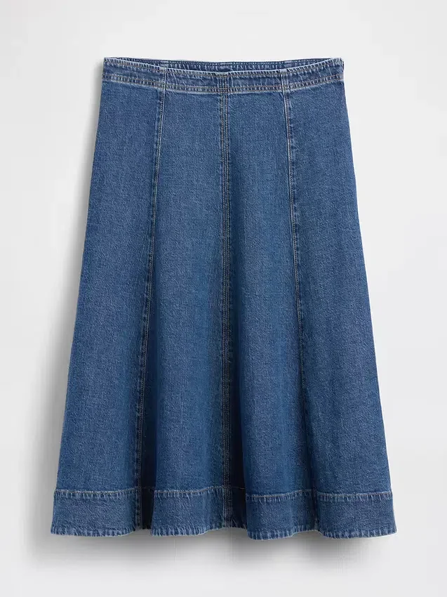 Midi-skjørt i denim med tulipanform