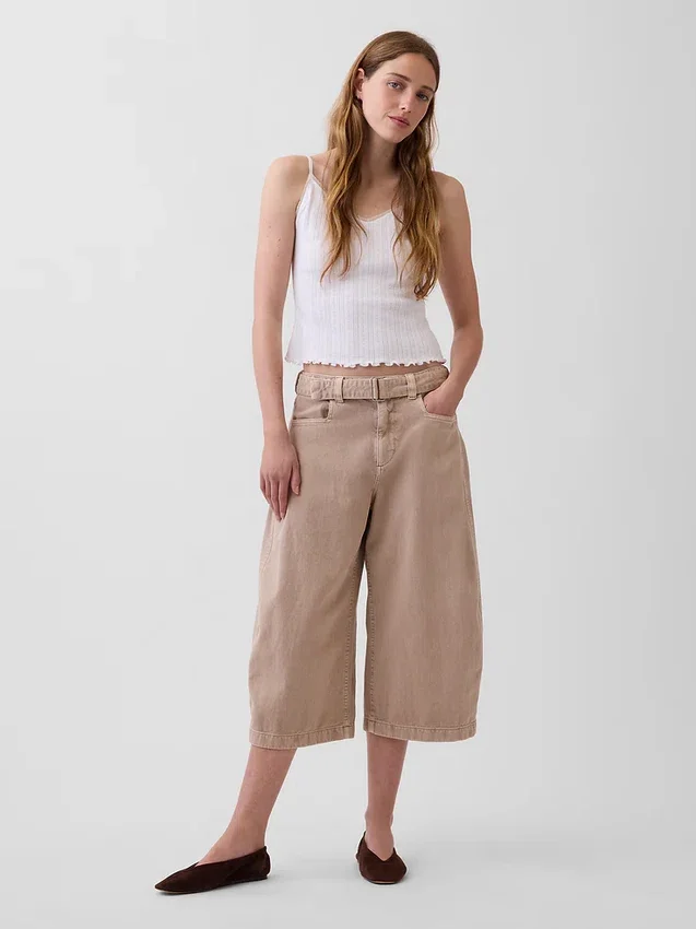 Midt høyde culotte-bukser med belter
