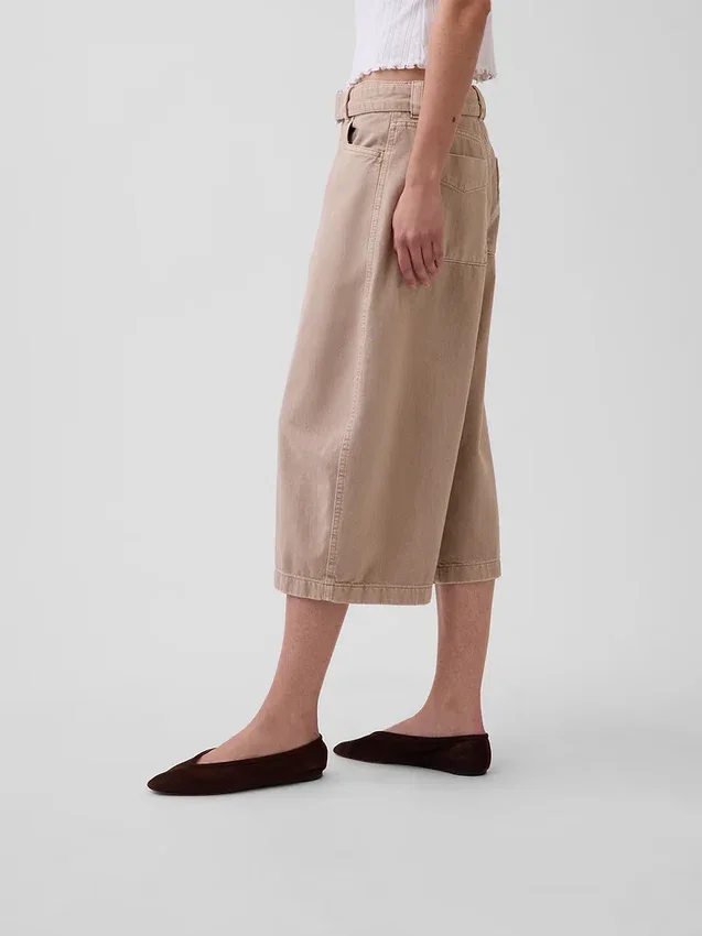 Midt høyde culotte-bukser med belter