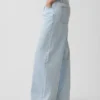 Midt høye, ultramyke, plisserte baggy-Jeans