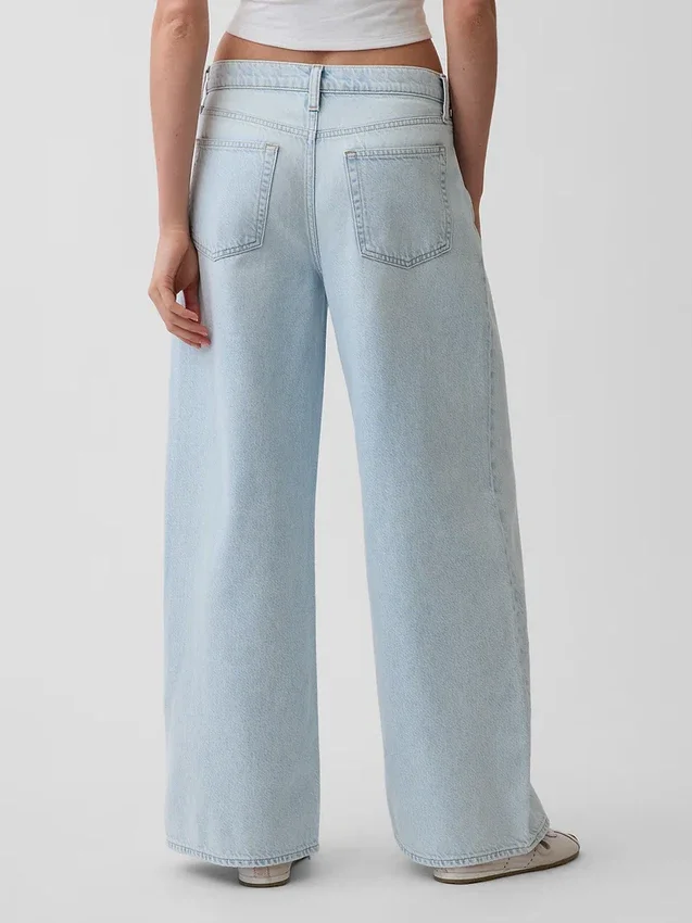 Midt høye, ultramyke, plisserte baggy-Jeans