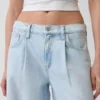Midt høye, ultramyke, plisserte baggy-Jeans