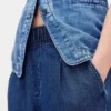 Midt høye, ultramyke, plisserte baggy-Jeans
