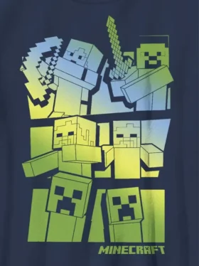 Minecraft-T-skjorte for barn med Steve og Alex mot mobber