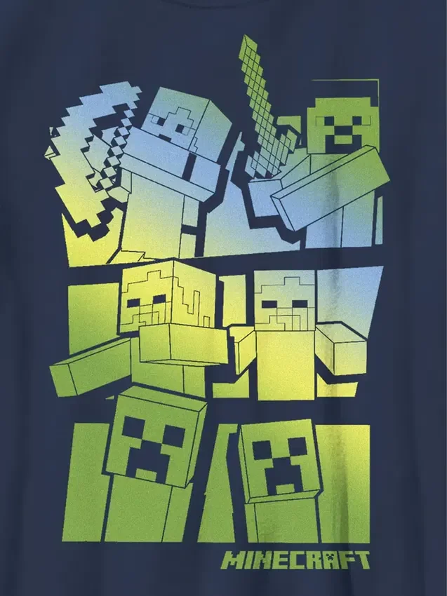 Minecraft-T-skjorte for barn med Steve og Alex mot mobber