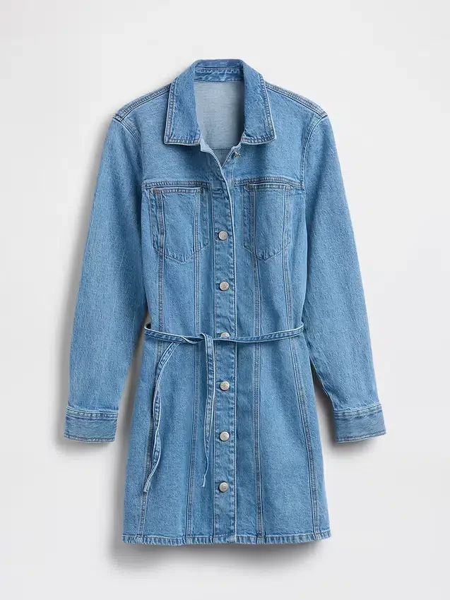 Mini-kjole i denim med knapper foran