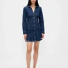 Mini-kjole i plissert denim