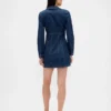 Mini-kjole i plissert denim