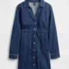 Mini-kjole i plissert denim